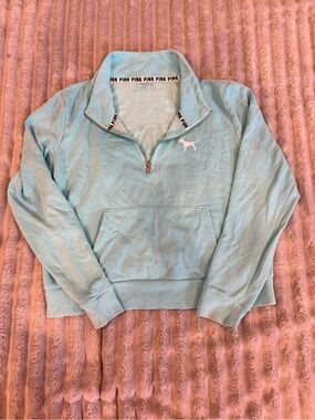 Victoria's Secret PINK Men's Quarter-Zip Pullover - Light Aqua